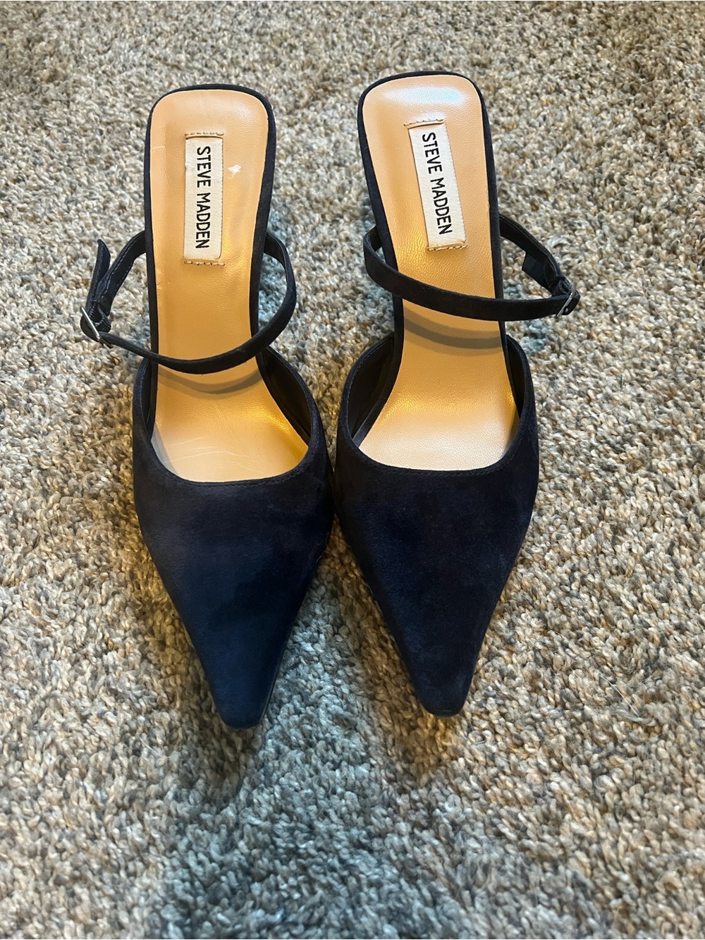 Steve Madden Navy Suede Pointed Toe Slingback Pumps